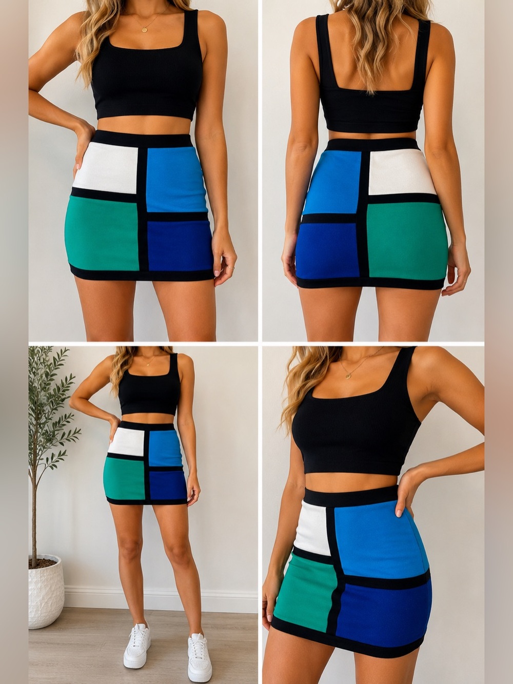 Forever 21 Colorblock Bodycon Mini Skirt Size Medium